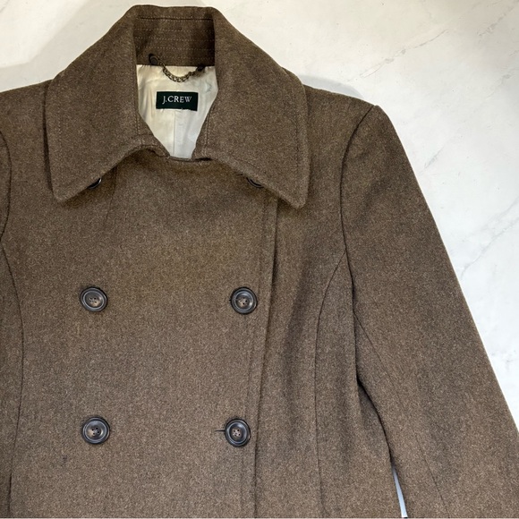 Vintage J. Crew Women’s Olive Green Button Up Pea Coat Preppy Outdoor Travel - Picture 3 of 6
